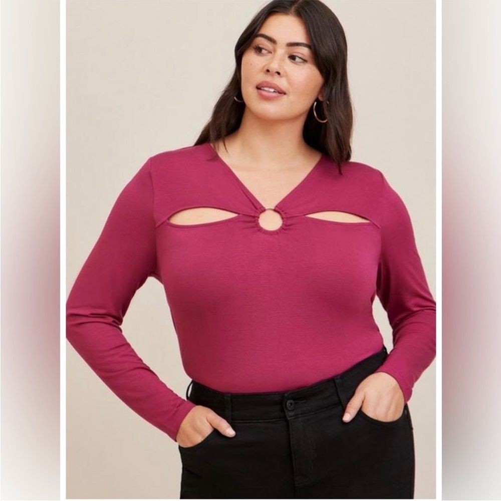 Torrid Super Soft O-Ring Detail And Cutouts Long Sleeve Top